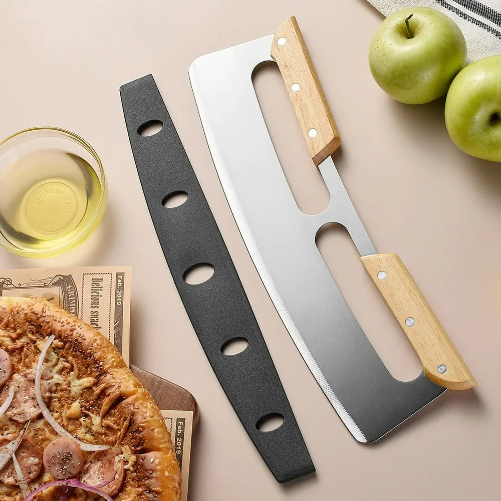 Curved Stainless Steel Blade Pizza Cutter (35 cm) - Large Size