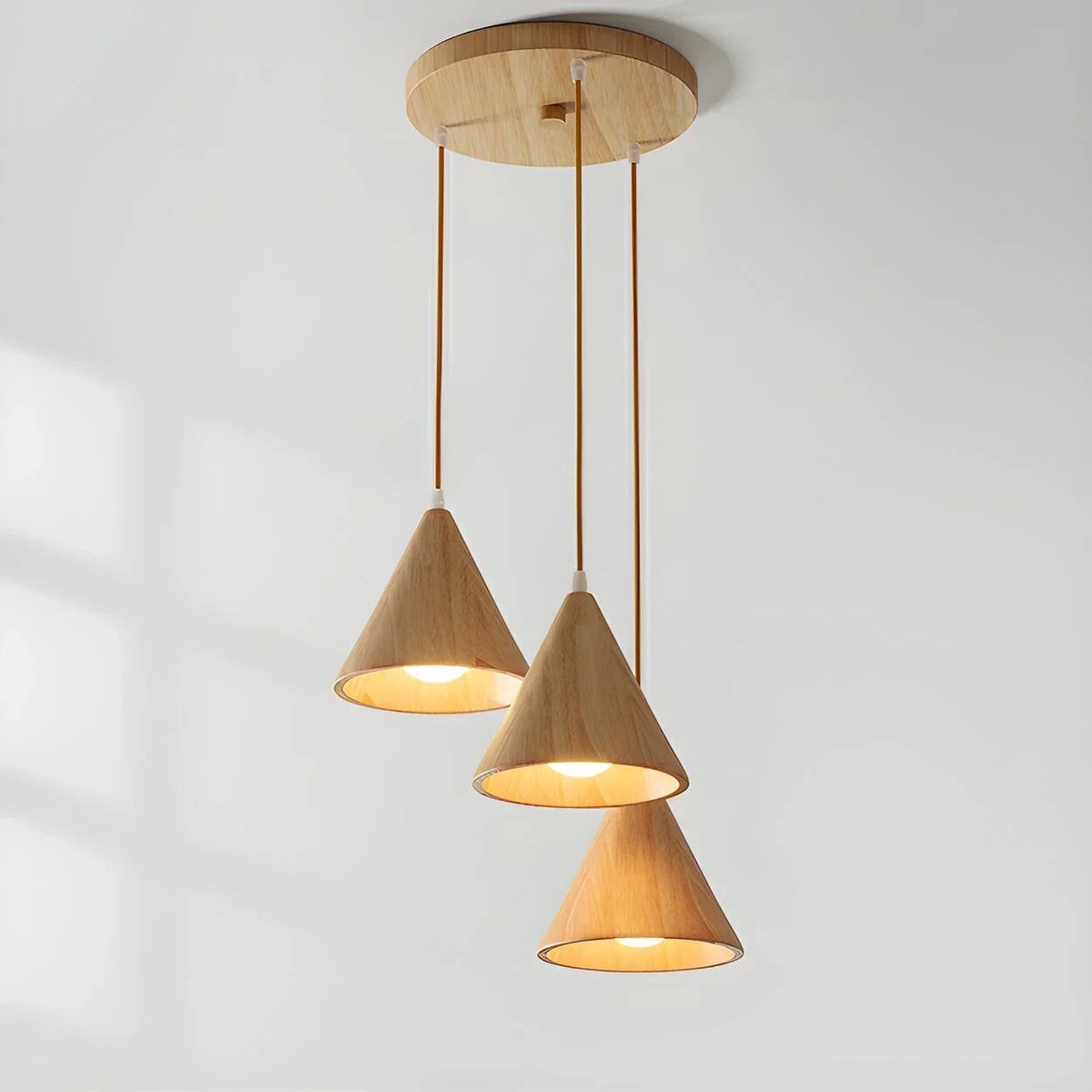 Triad Wood Cone Pendant Light for Modern Spaces