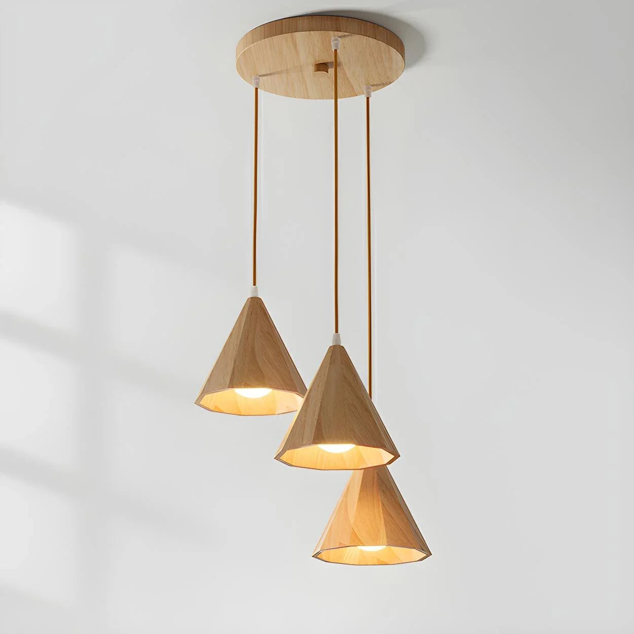 Triad Wood Cone Pendant Light for Modern Spaces