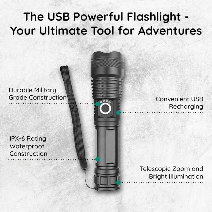 UltraBright USB Rechargeable Tactical Flashlight