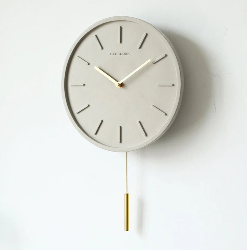 Metal Pendulum Cement Wall Clock - Tundra Design