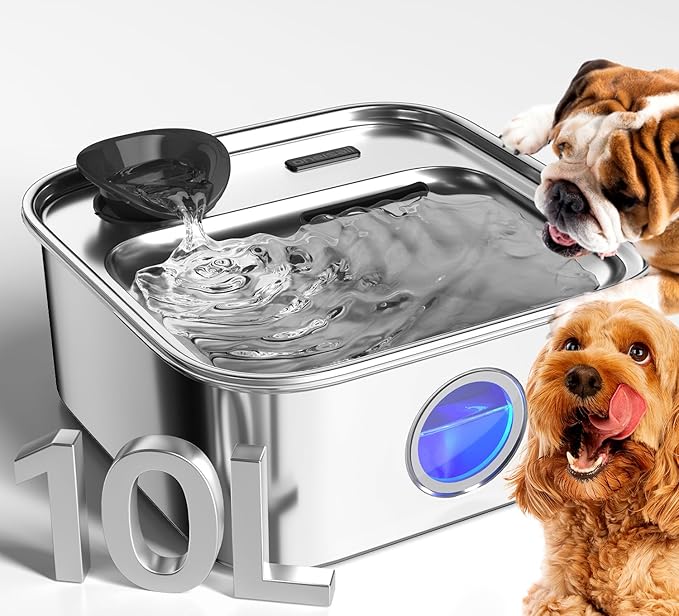 HydraPaw 10L Pet Water Fountain – 2.6 Gallon Stainless Steel Hydration Station