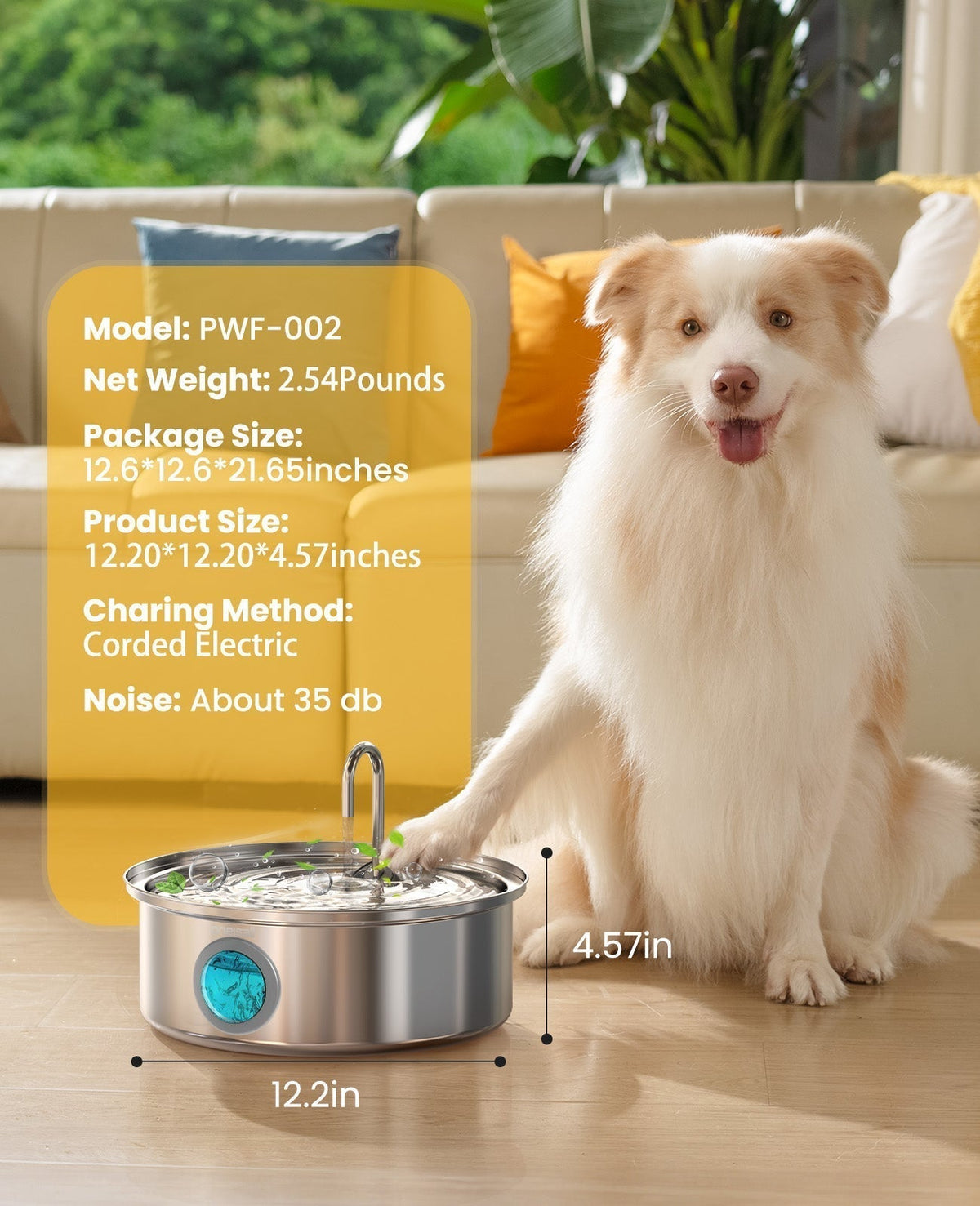 AquaFlow 7L Automatic Pet Water Dispenser – Stainless Steel Hydration Solution for Cats & Dogs