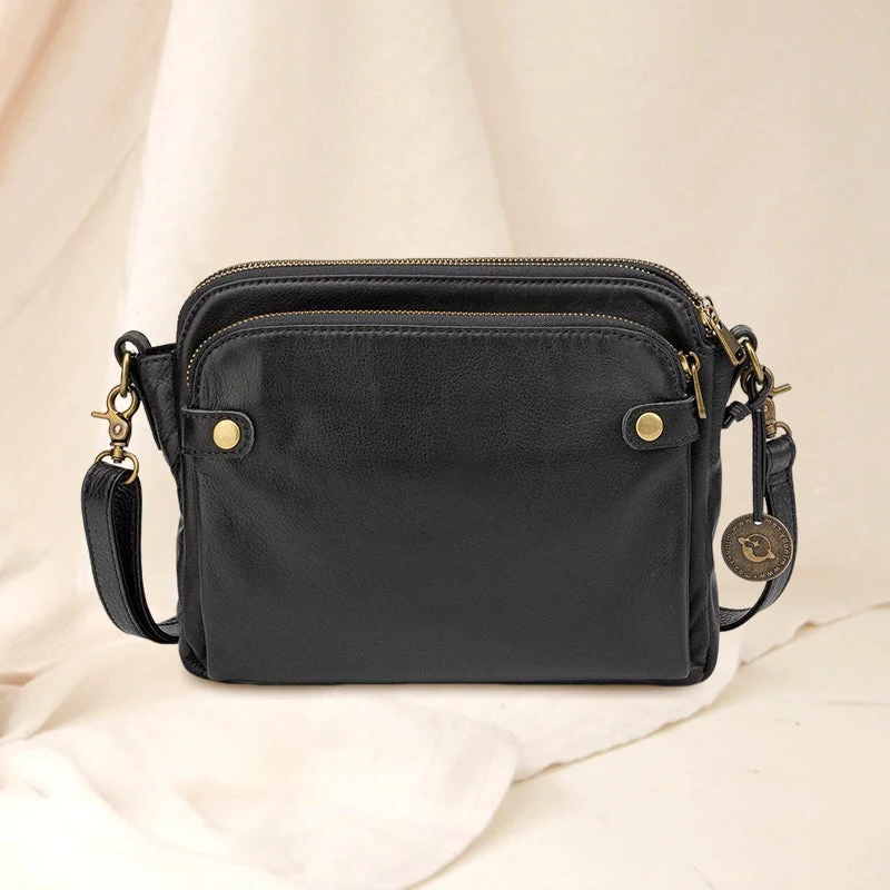 Versatile Three-Compartment Leather Crossbody & Clutch Bag