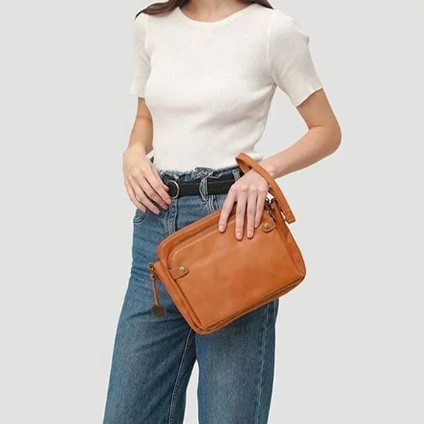 Versatile Three-Compartment Leather Crossbody & Clutch Bag