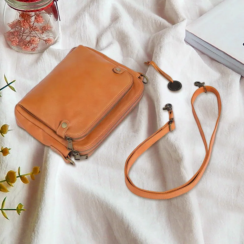 Versatile Three-Compartment Leather Crossbody & Clutch Bag