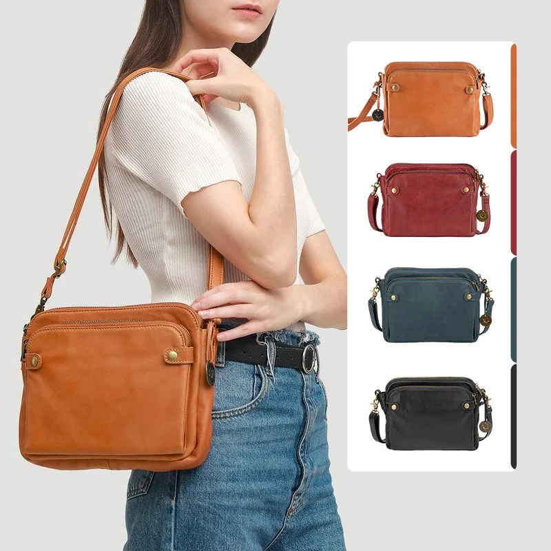 Versatile Three-Compartment Leather Crossbody & Clutch Bag