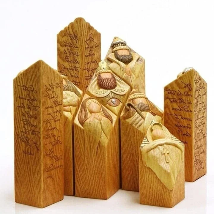 Elegant 9-Piece Nativity Scene Pillar Set