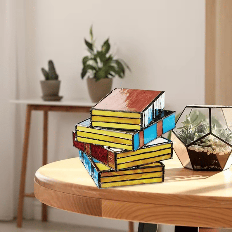 Literary Glow: Stained Glass Book Lamp