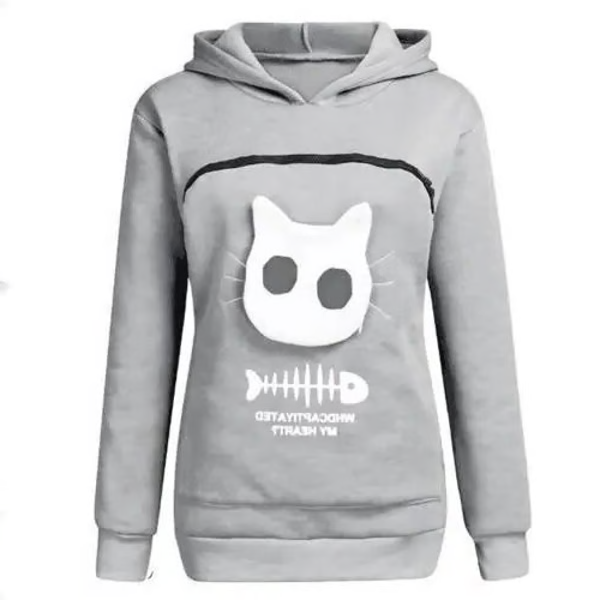 Cozy Companion Hoodie with Feline Pouch - A Must-Have for Cat Lovers