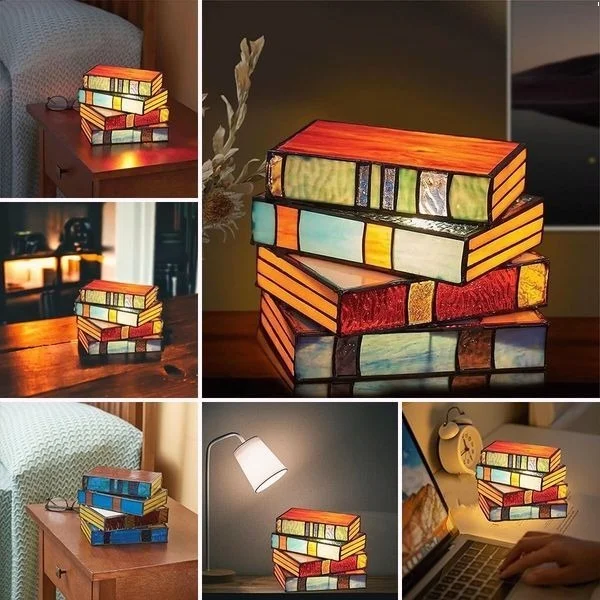 Literary Glow: Stained Glass Book Lamp
