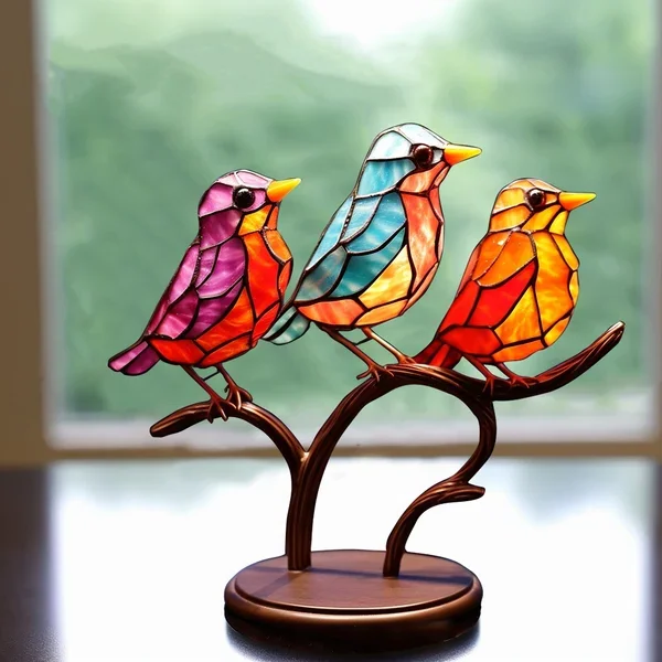 Vibrant Nature-Inspired Acrylic Bird Table Decor