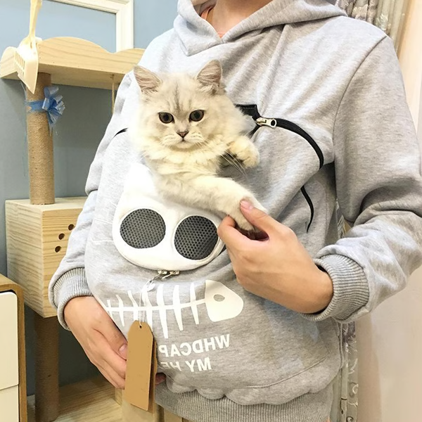 Cozy Companion Hoodie with Feline Pouch - A Must-Have for Cat Lovers