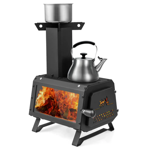 Compact Outdoor Wood Stove for Cooking and Heating