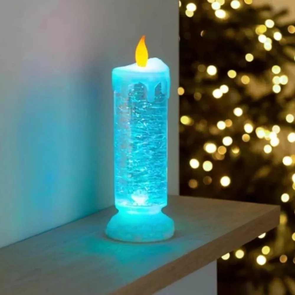Enchanting Color-Changing LED Holiday Candle with Glitter