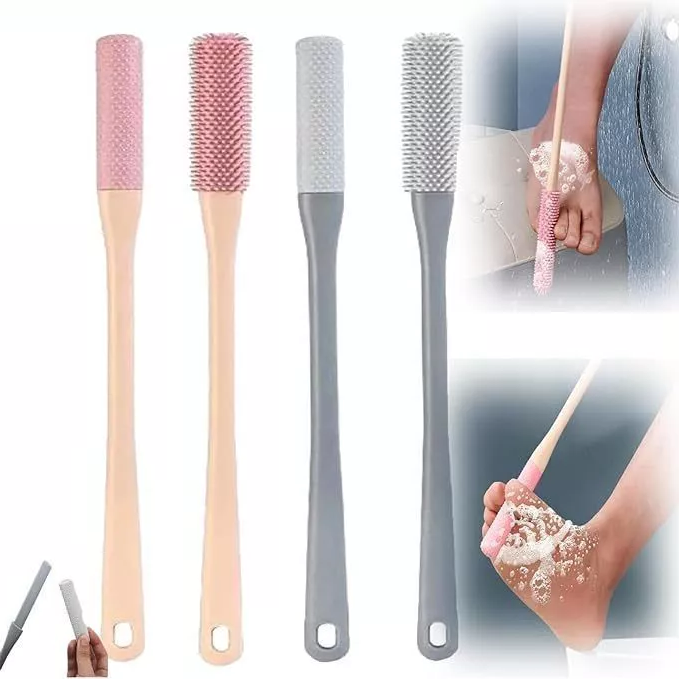 Precision Foot Care Brush Set with Long Handle - Gray