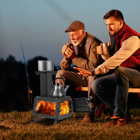 Compact Outdoor Wood Stove for Cooking and Heating