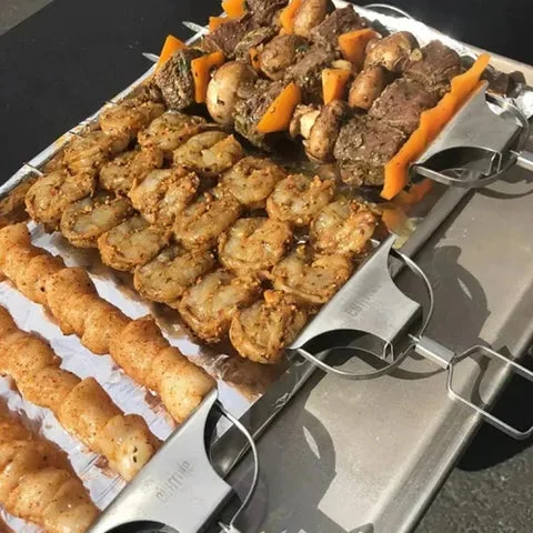 Versatile Triple-Prong Skewers for Effortless Grilling