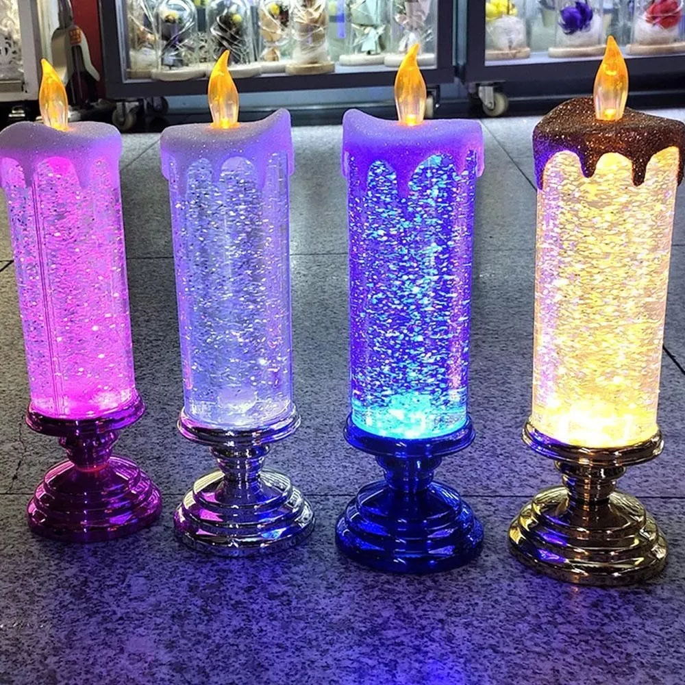 Enchanting Color-Changing LED Holiday Candle with Glitter