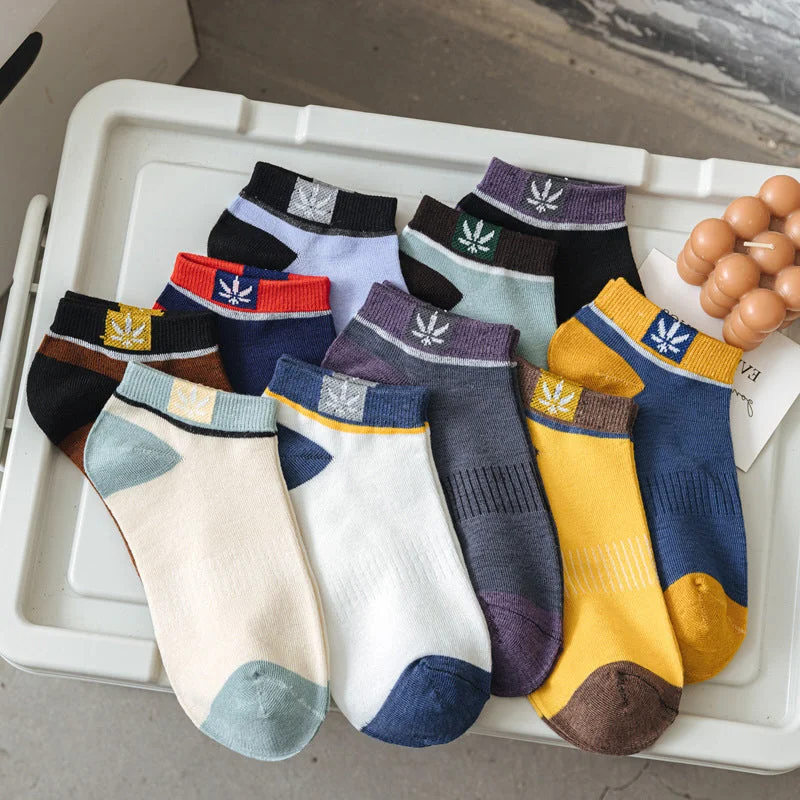 20 Pairs of Men's Colorful Low-Cut Cotton Ankle Socks
