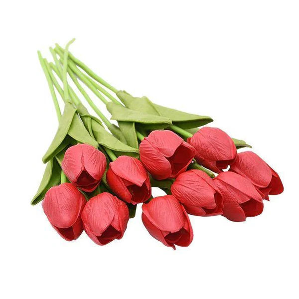 Vibrant 10-Pack Faux Tulip Blooms for Home Décor