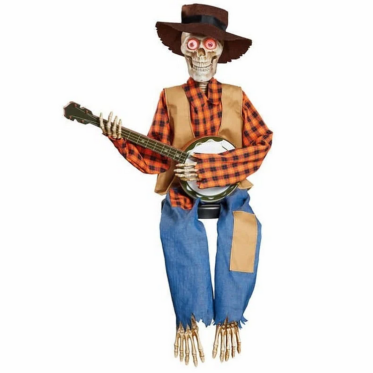Whimsical Animated Banjo Playing Skeleton Duo