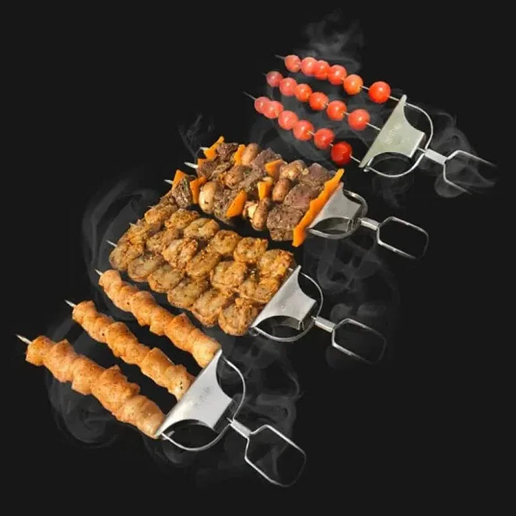 Versatile Triple-Prong Skewers for Effortless Grilling