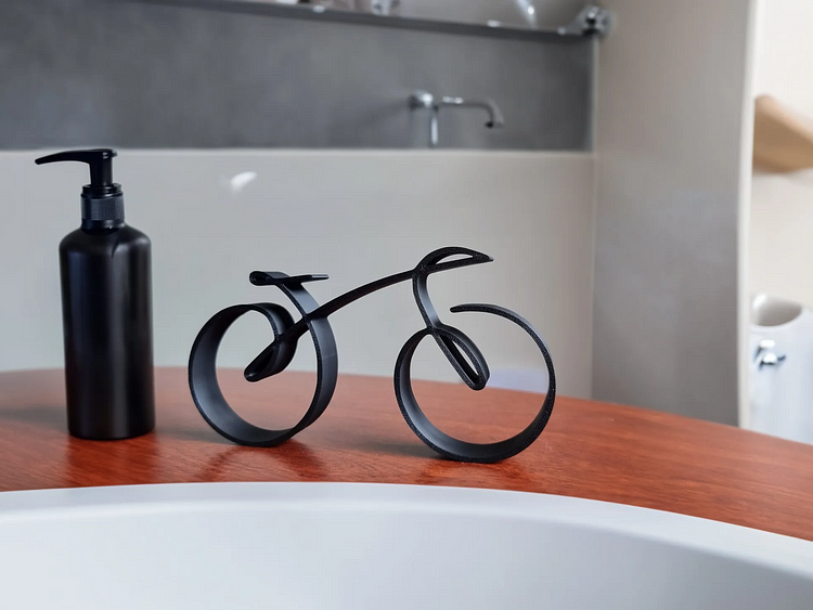 Sleek Bicycle Art Piece in Wireframe Design