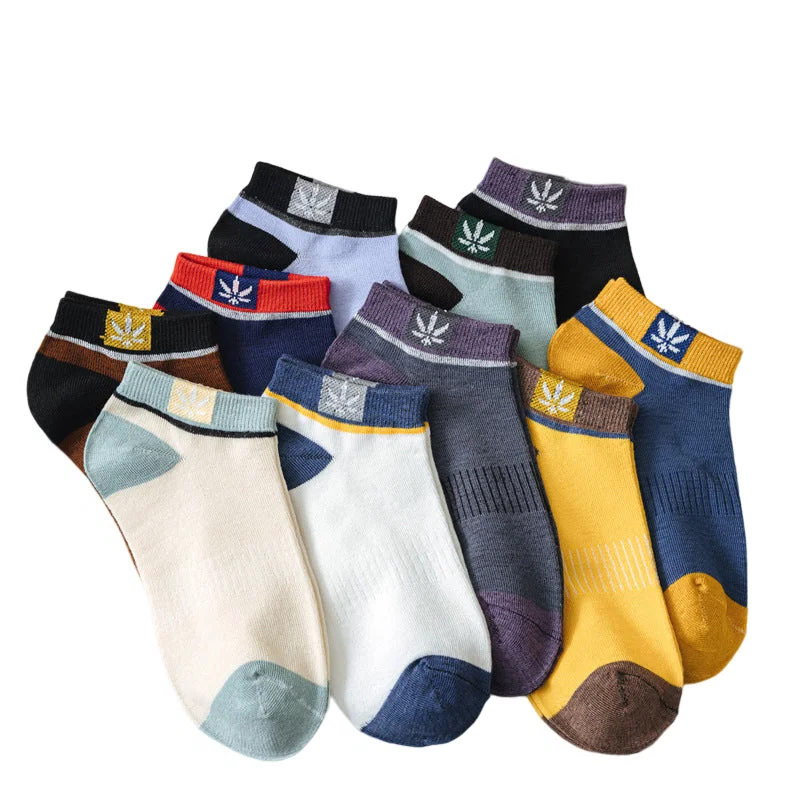 20 Pairs of Men's Colorful Low-Cut Cotton Ankle Socks