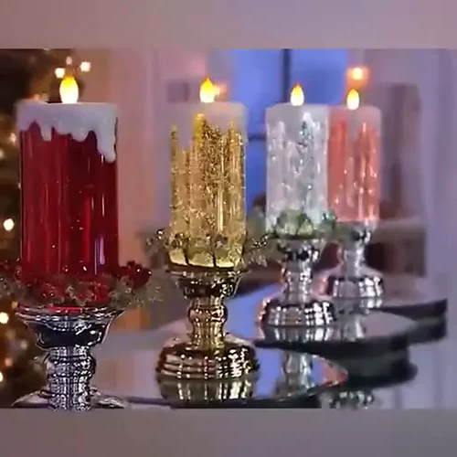 Enchanting Color-Changing LED Holiday Candle with Glitter