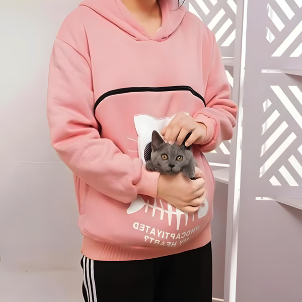 Cozy Companion Hoodie with Feline Pouch - A Must-Have for Cat Lovers