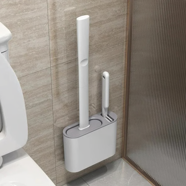 Stylish Wall-Mounted Toilet Cleaning Duo - Space Efficient!