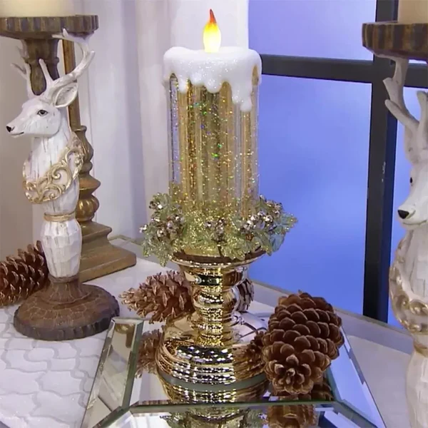 Enchanting Color-Changing LED Holiday Candle with Glitter