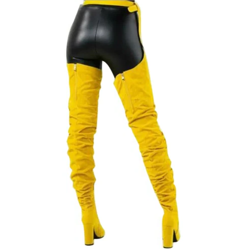 Chic High-Waisted Slouch Boots with Chunky Heels for Women
