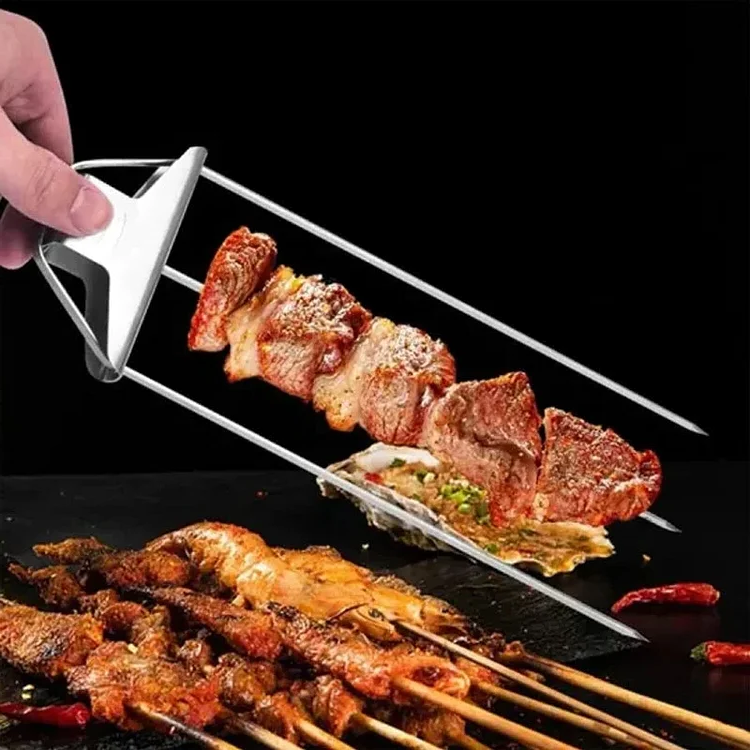 Versatile Triple-Prong Skewers for Effortless Grilling