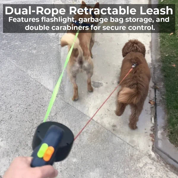 Smart Dual Leash with Built-in Light & Waste Bag Organizer