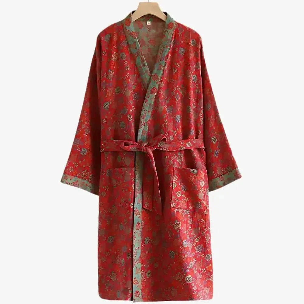 Ginkgo Breeze – Lightweight Organic Cotton Kimono Robe
