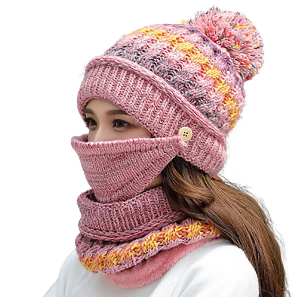 Warm & Stylish Knitted Winter Hat and Scarf Duo with Velvet Lining