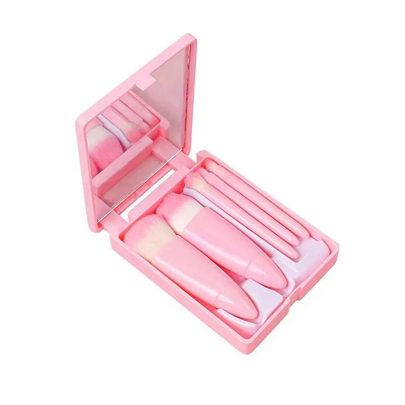 Compact Beauty Brush Kit with Travel Mirror