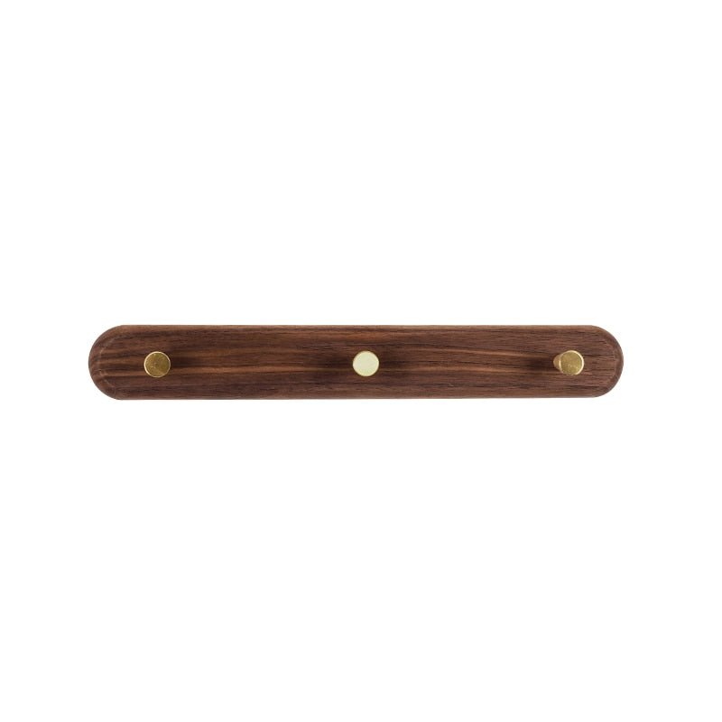 Coat Rack with Brass Hooks - Wooden Wall-Mounted Organizer