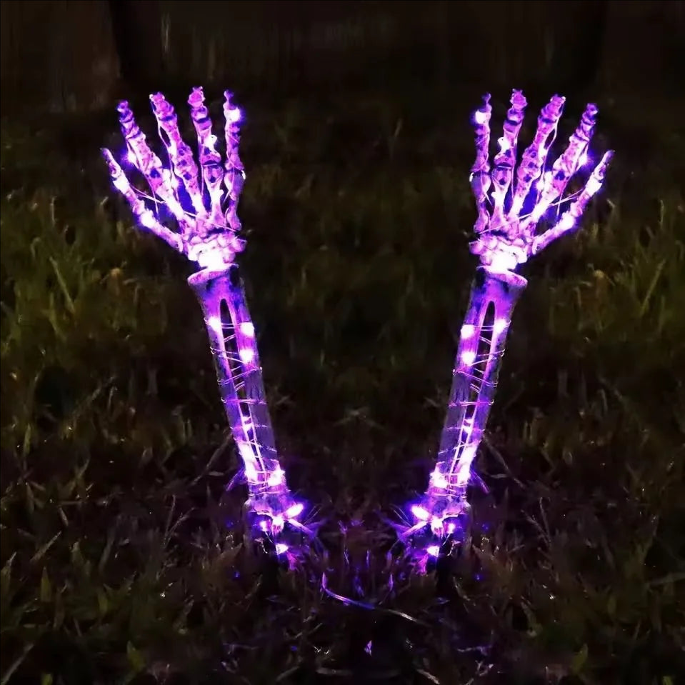 Eerie Solar-Activated Skeleton Hand Yard Lights