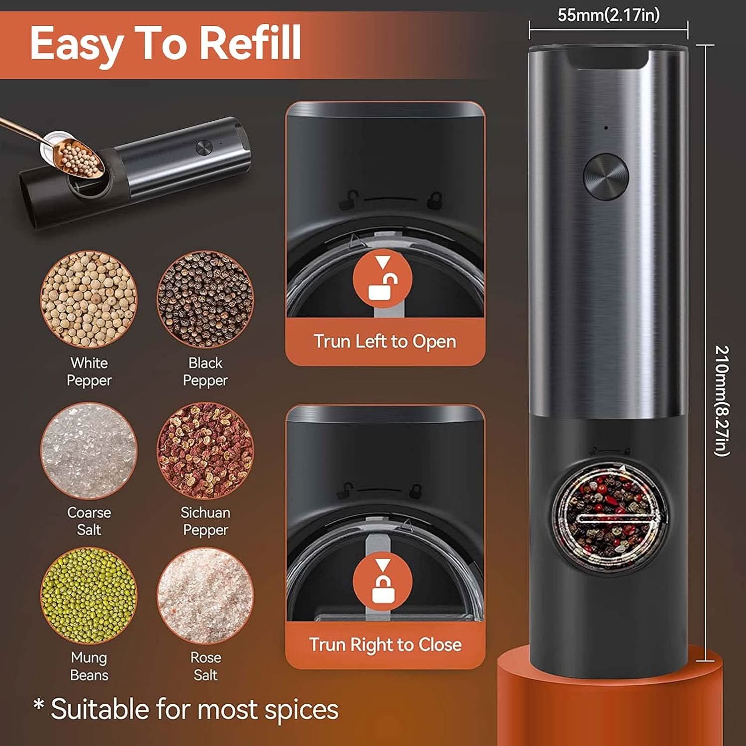 Effortless Rechargeable Electric Spice Grinder Duo