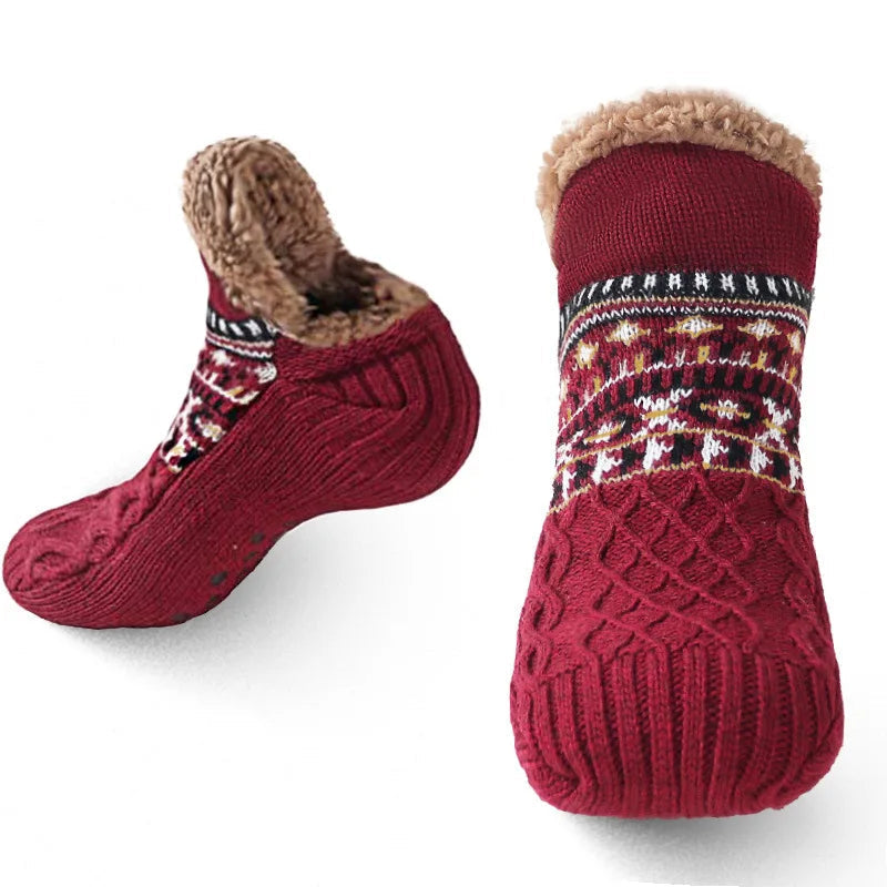 Cozy Winter Socks with Festive Snow Design