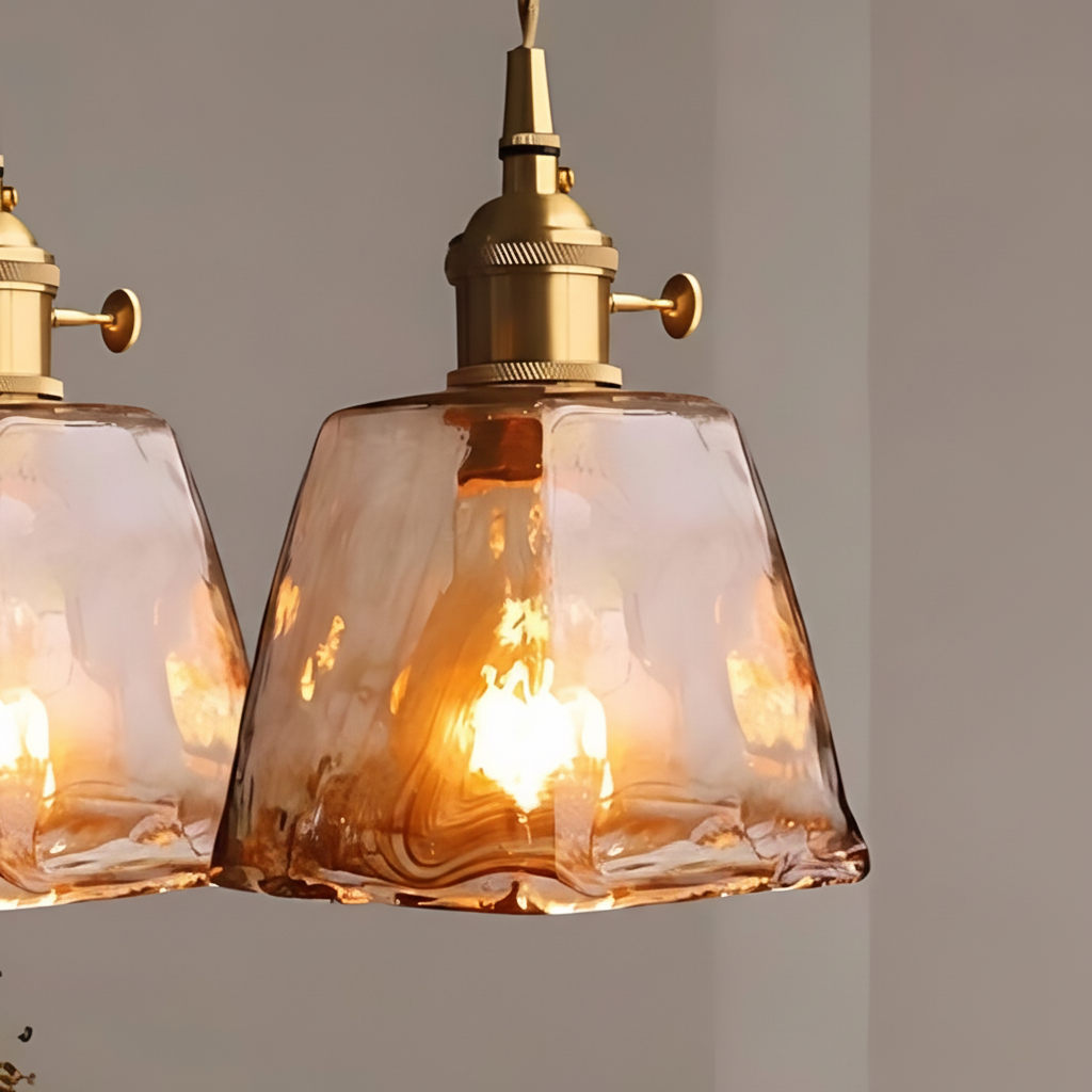 Vintage Style Glass Pendant Lamp with Metal Fixture