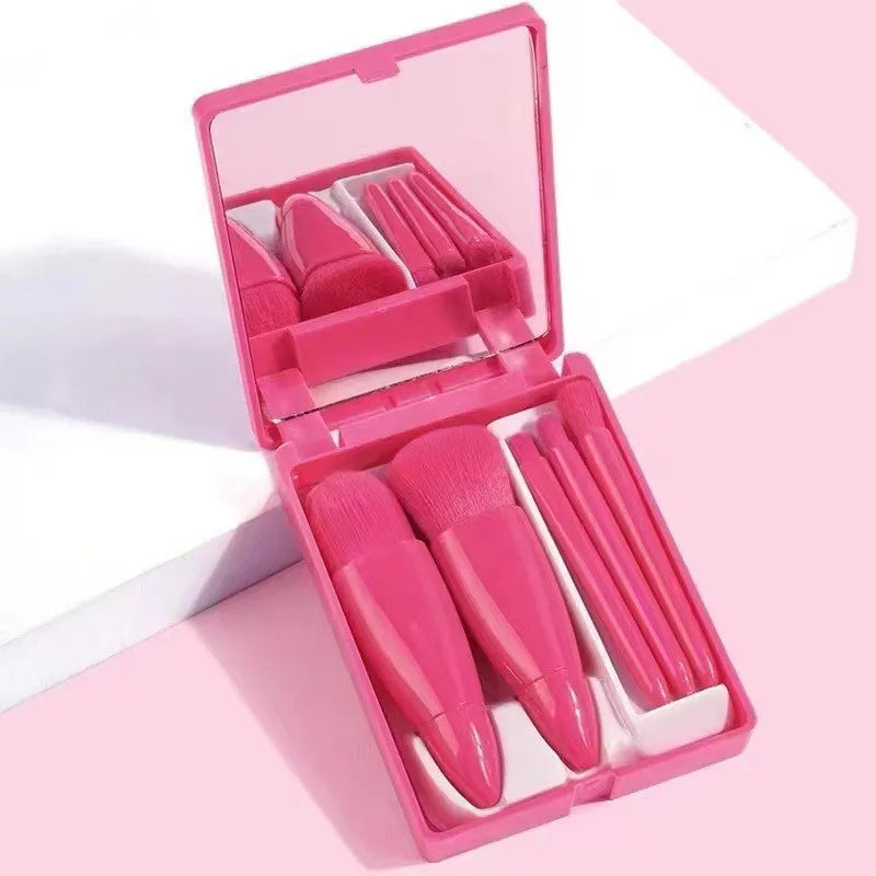 Compact Beauty Brush Kit with Travel Mirror