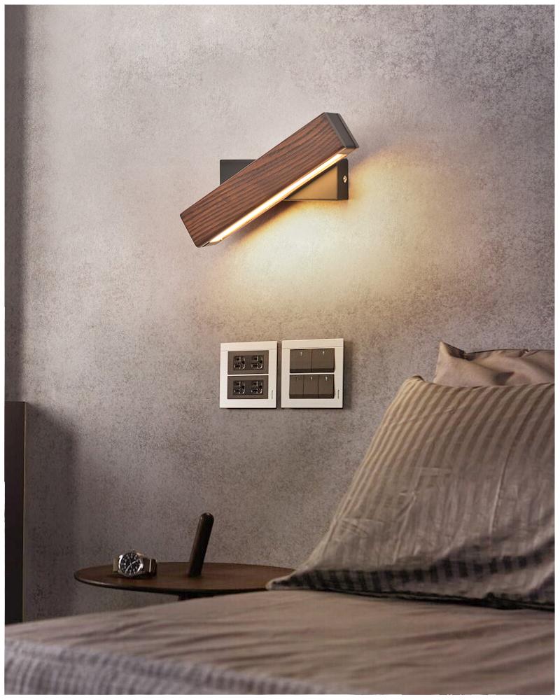 Rotating Twilight Pivot Wall Lamp – Wooden LED Light
