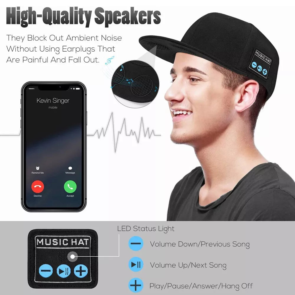 Wireless Audio Cap – Stylish, Waterproof, and Hands-Free