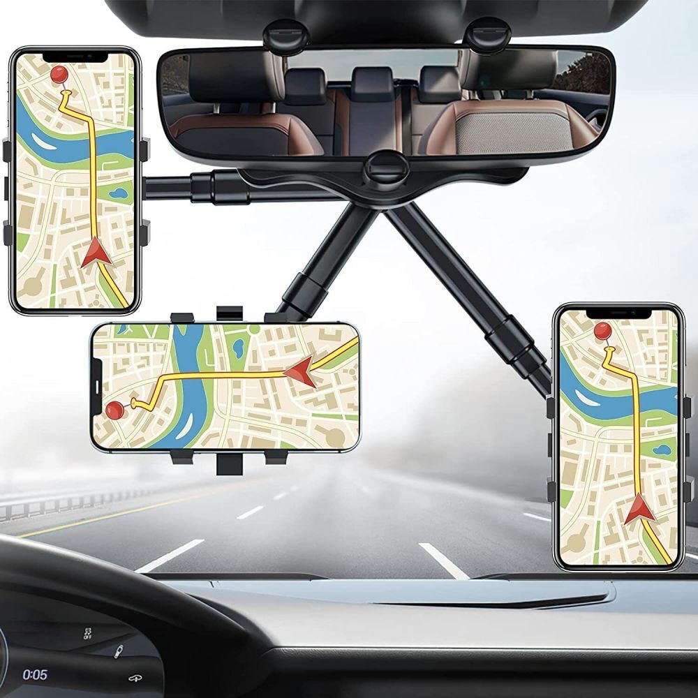 Smart Mirror Phone Mount for Safe Driving
