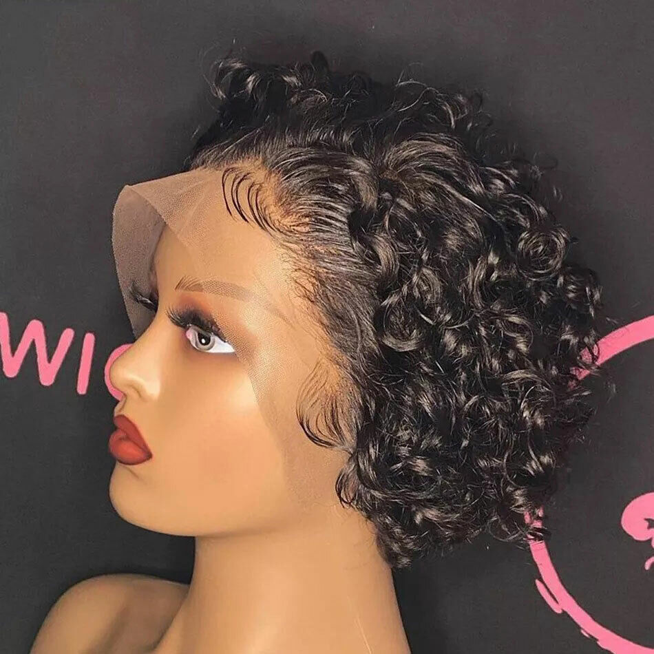 Chic Curly Pixie Bob Human Hair Lace Front Wig