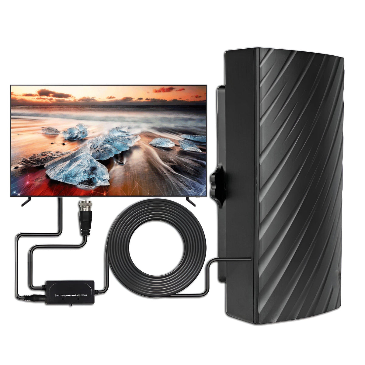 High-Range Indoor/Outdoor HDTV Antenna with 460 Mile Signal Boost
